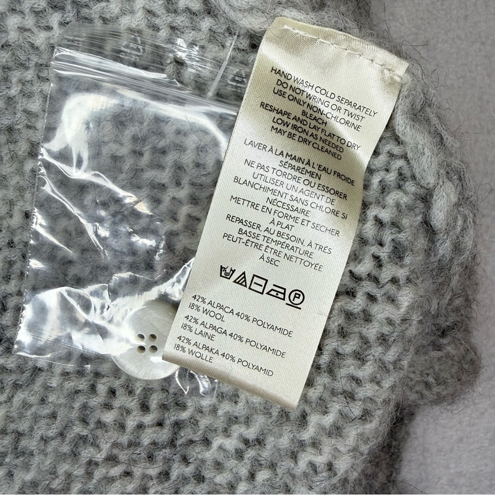Free People Marina SoftSpun Cardigan Light Heather Grey Alpaca Wool Large NWT - Picture 8 of 12